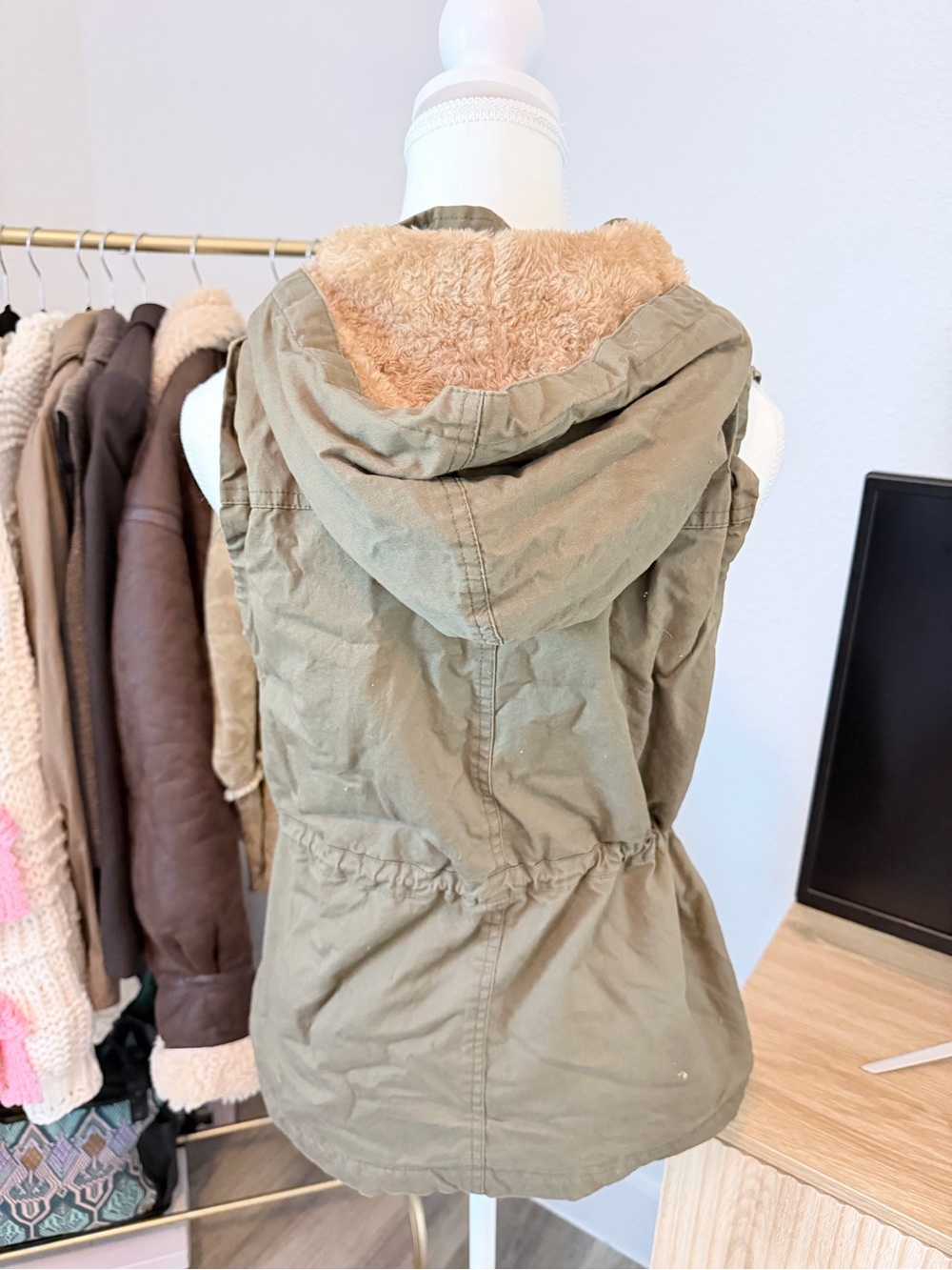 Love Tree Olive Utility Drawstring Vest - Picture 3 of 4